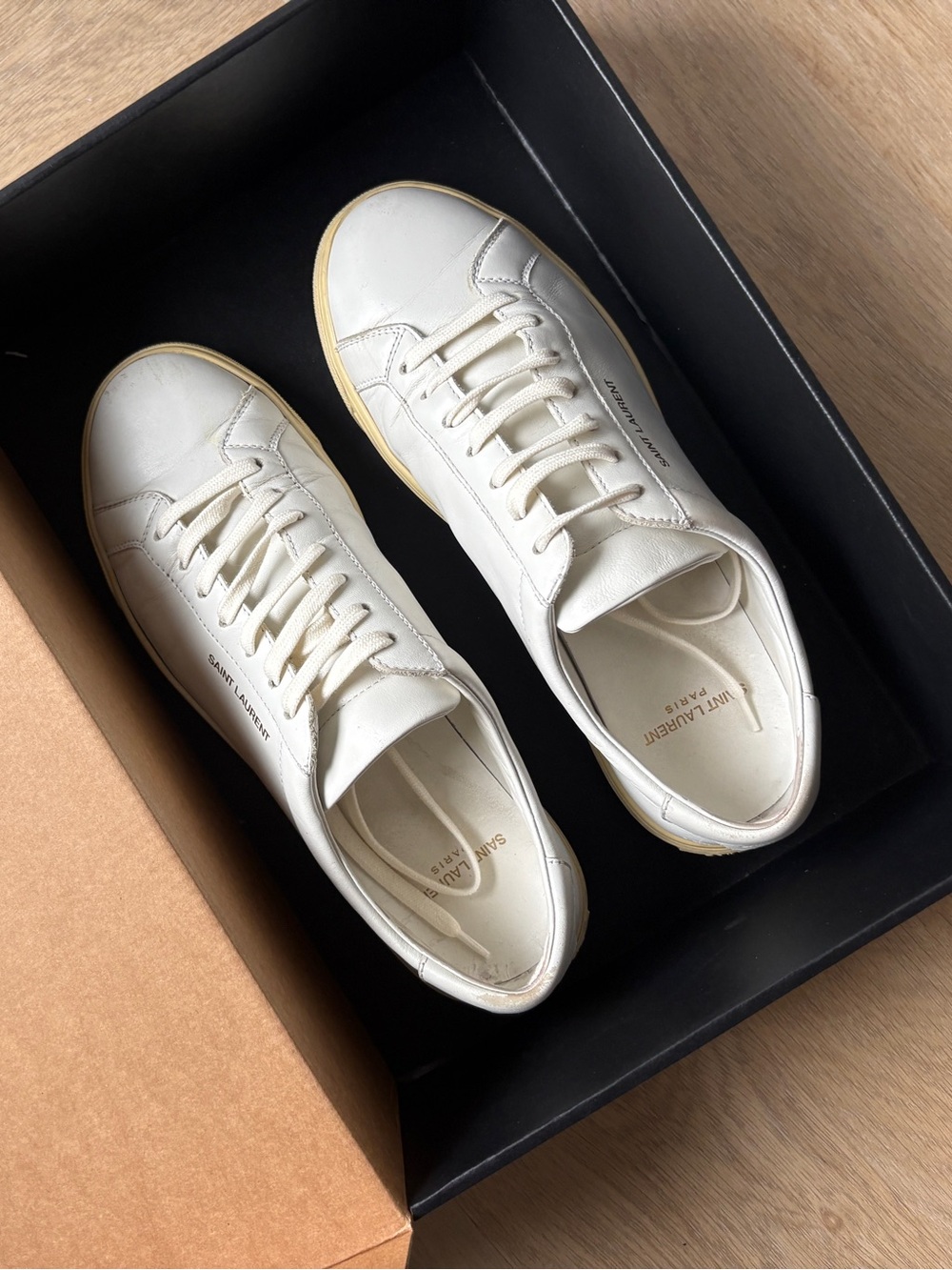 Saint Laurent Andy Low Top Sneakers White Leather EU 39 w/ Original Box